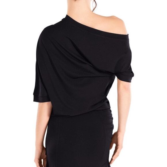 Tart Romper Women's Small Black Shoulder Cut Outs Batwing Sleeves Off Shoulder - Picture 12 of 12